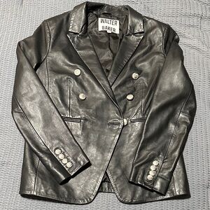 Walter Baker Women's black leather blazer with silver buttons NWOT.